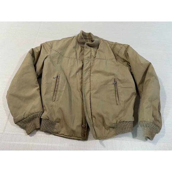 VINTAGE Original Varsity by Catalina Lined Bomber Full Zip Beige Jacket; Size 38 - Picture 1 of 9